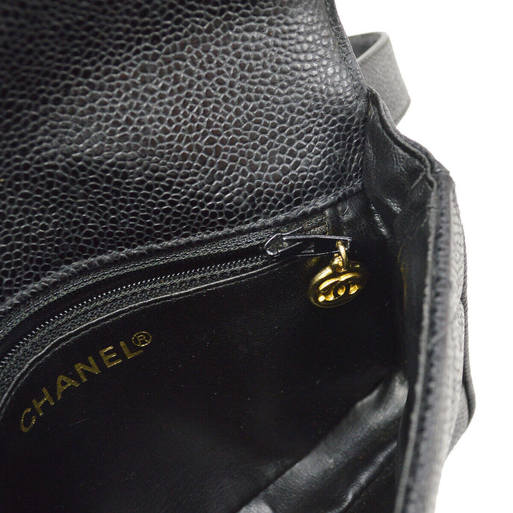 CHANEL Quilted CC Waist Bum Bag Purse Black Caviar Skin Leather 80/32 AK38577b