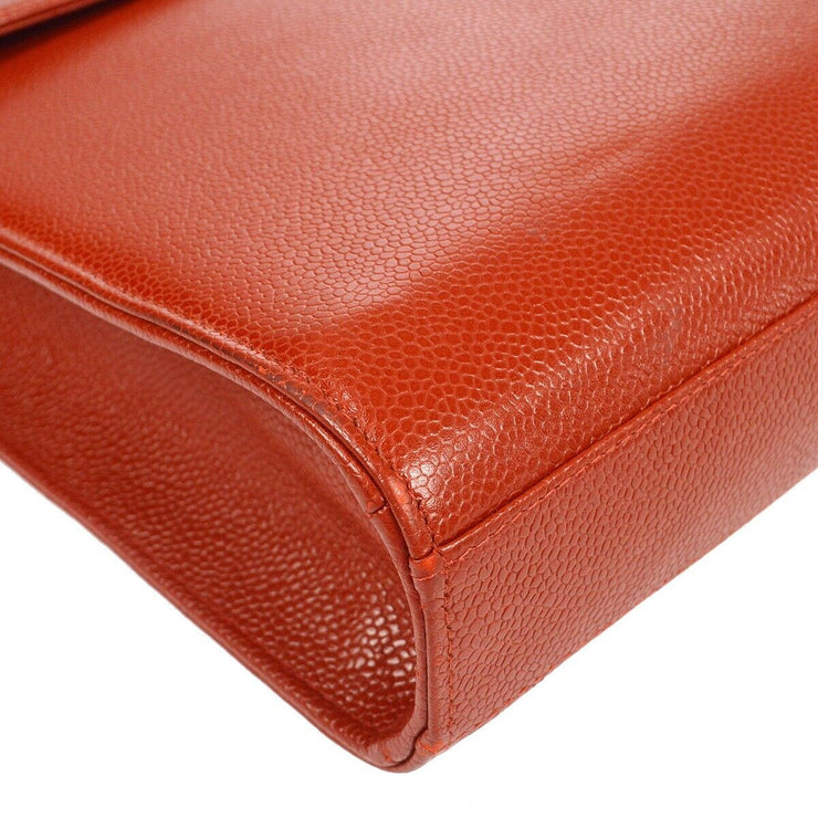 Chanel Briefcase Business Handbag 5572011 Purse Red Caviar Skin France 57061