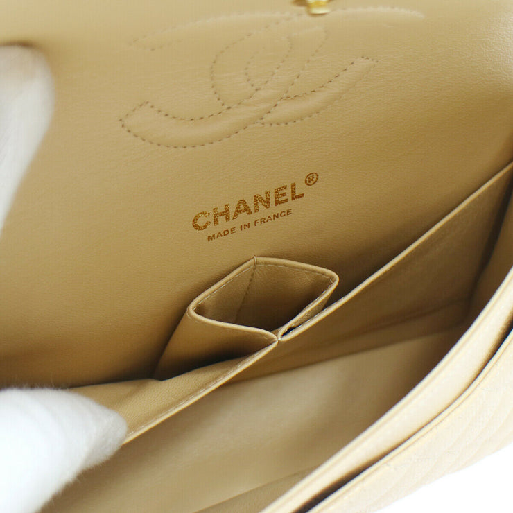 CHANEL Classic Double Flap Medium Shoulder Bag Beige Caviar 19197934 22286