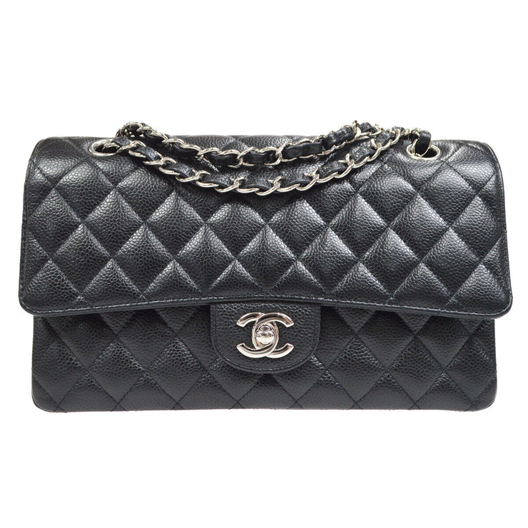CHANEL Classic Double Flap Medium Shoulder Bag Black Caviar Skin 16304991 65473