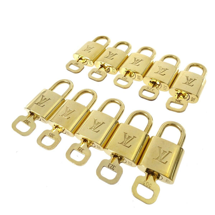 LOUIS VUITTON Padlock & Key Bag Accessories Charm 10 Piece Set Gold 11306