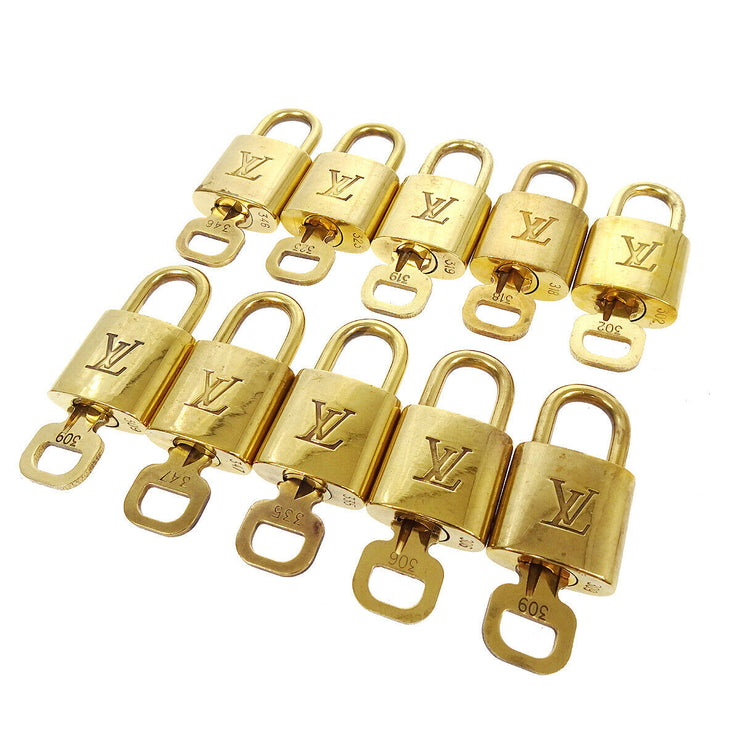 LOUIS VUITTON Padlock & Key Bag Accessories Charm 10 Piece Set Gold 39341