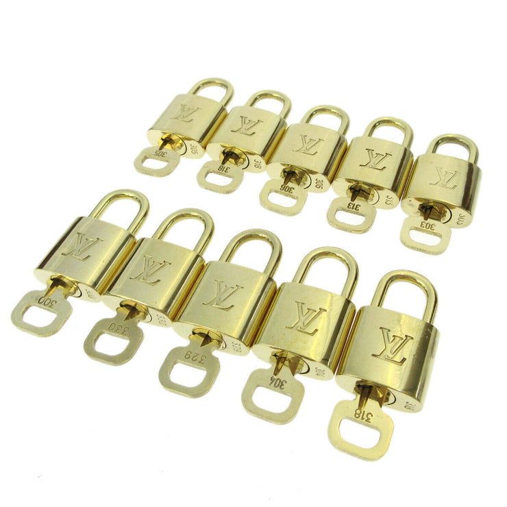 LOUIS VUITTON Padlock & Key Bag Accessories Charm 10 Piece Set Gold 70352