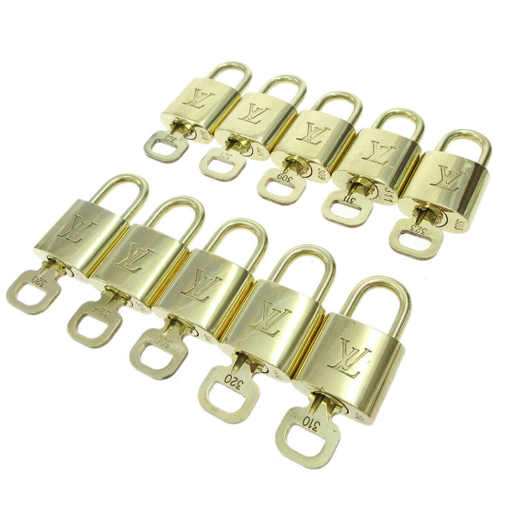 Authentic Louis Vuitton Gold Brass Lock and Key Set 323 
