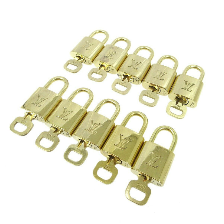 LOUIS VUITTON Padlock & Key Bag Accessories Charm 10 Piece Set Gold 83935