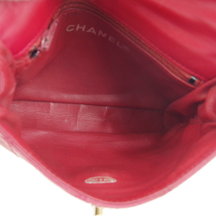 CHANEL Cosmos Line CC Chain Waist Bum Bag Purse Red Leather Vintage WA00384h