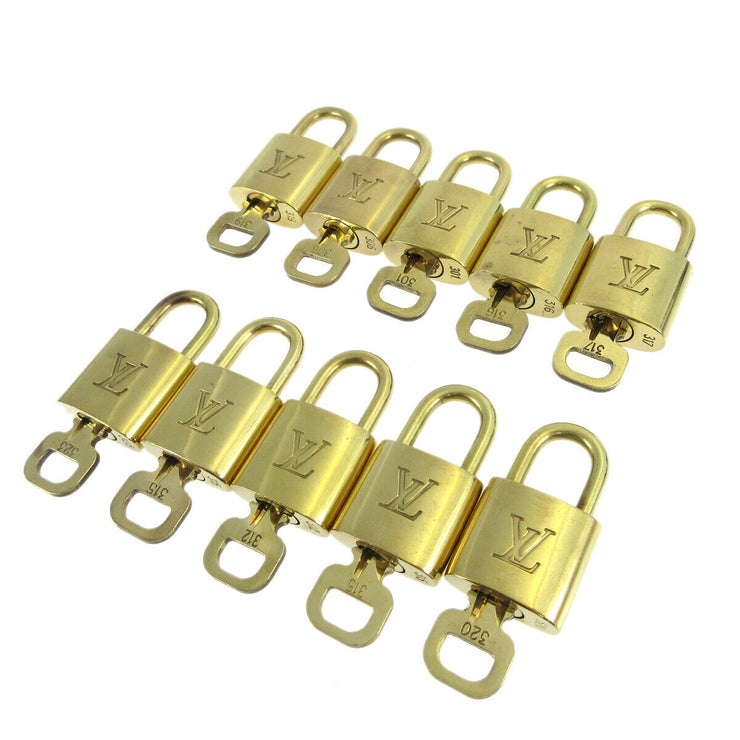 LOUIS VUITTON Padlock & Key Bag Accessories Charm 10 Piece Set Gold 10166