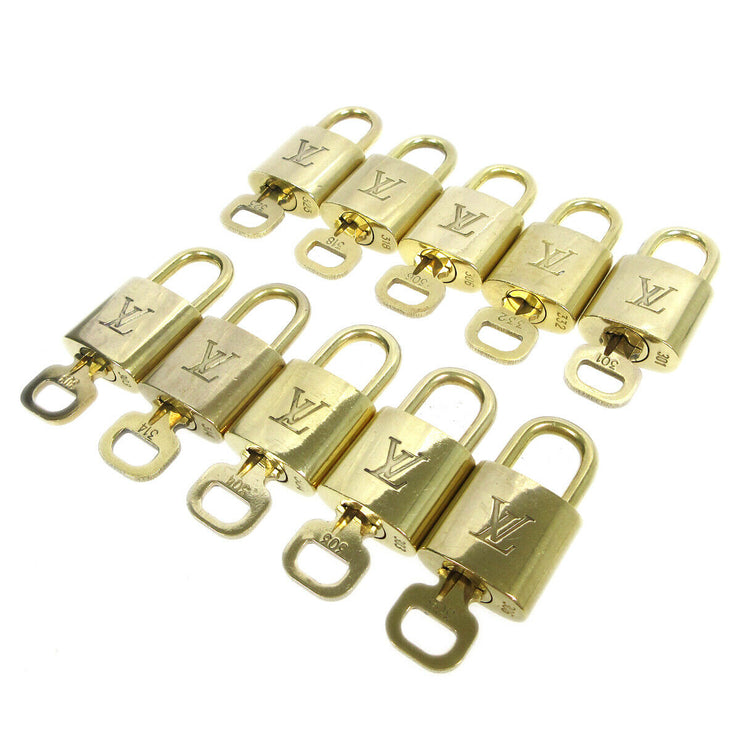LOUIS VUITTON Padlock & Key Bag Accessories Charm 10 Piece Set Gold 60707