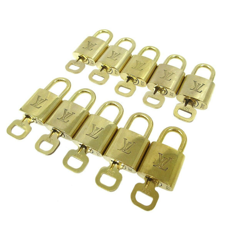 LOUIS VUITTON Padlock & Key Bag Accessories Charm 10 Piece Set Gold 71984