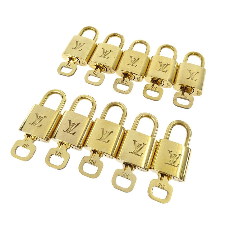 LOUIS VUITTON Padlock & Key Bag Accessories Charm 10 Piece Set Gold 50861