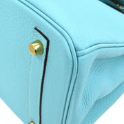 HERMES BIRKIN 30 Handbag Purse Blue atoll Veau Crispe Togo T TI 003 CA 58304