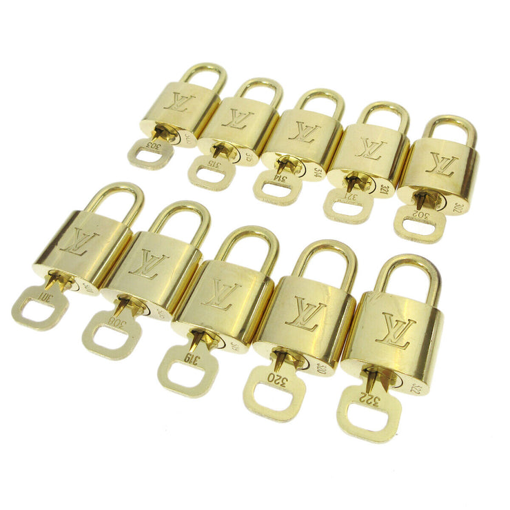 LOUIS VUITTON Padlock & Key Bag Accessories Charm 10 Piece Set Gold 80345