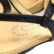 CHANEL CC Logos Ankle Strap Pumps Shoes Beige Black #34 1/2 Bi-Color 02914