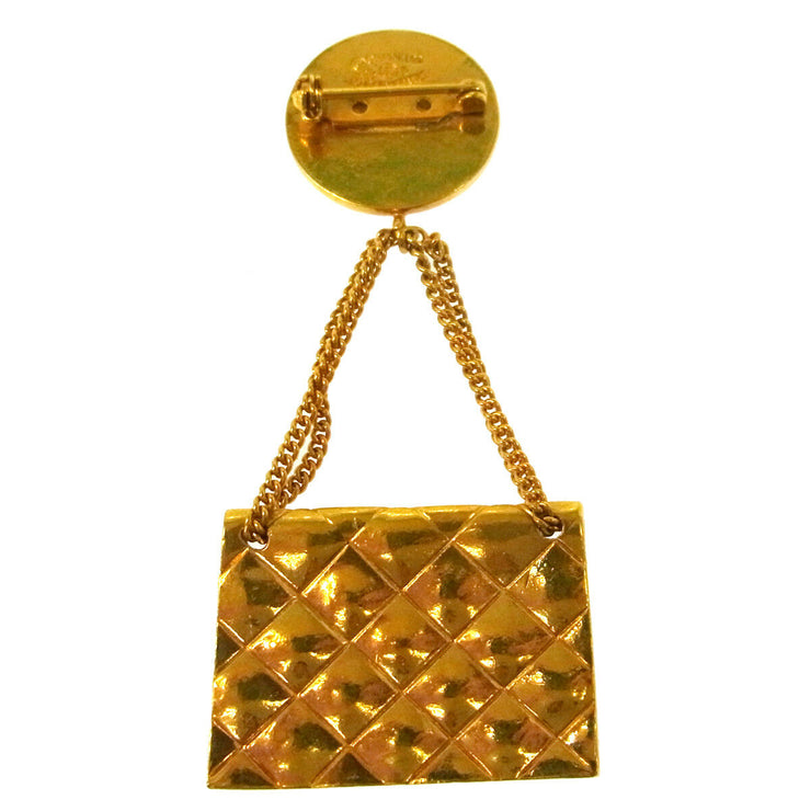 CHANEL Vintage CC Logos Bag Motif Brooch Pin Corsage Gold-Tone AK35531d