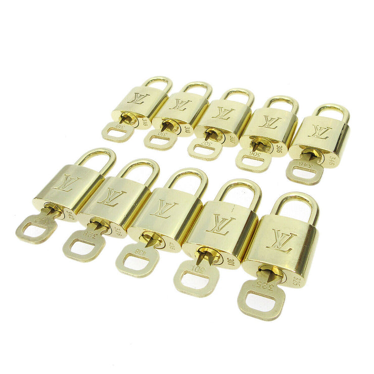 LOUIS VUITTON Padlock & Key Bag Accessories Charm 10 Piece Set Gold 83270