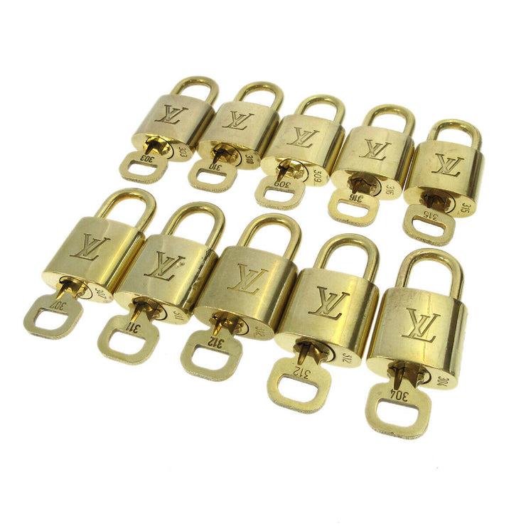 LOUIS VUITTON Padlock & Key Bag Accessories Charm 10 Piece Set Gold 71763