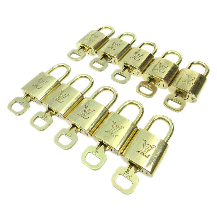 LOUIS VUITTON Padlock & Key Bag Accessories Charm 10 Piece Set Gold 83934