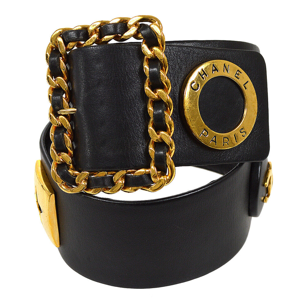 Louis Vuitton 85/34 Black Epi Leather Ceinture Belt Gold Buckle