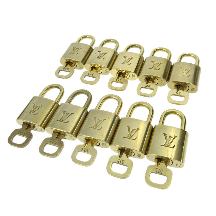 LOUIS VUITTON Padlock & Key Bag Accessories Charm 10 Piece Set Gold 82747