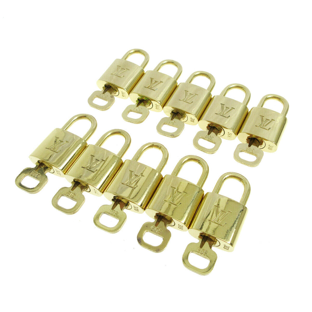 Authentic Louis Vuitton Pad-Lock & Key set for Bags Brass GoldTone