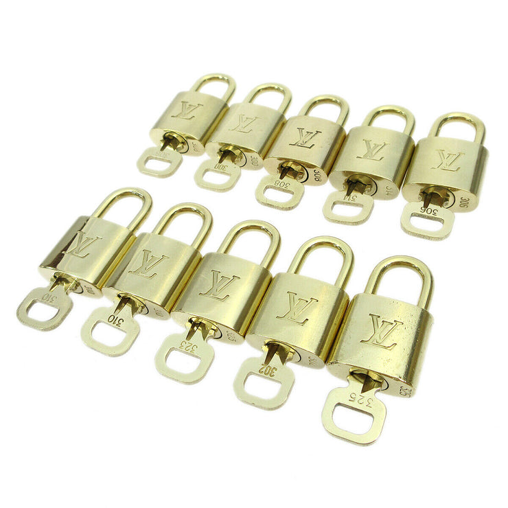 LOUIS VUITTON Padlock & Key Bag Accessories Charm 10 Piece Set Gold 82239