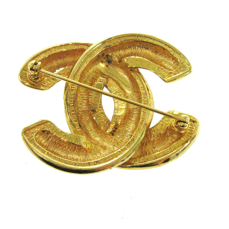 CHANEL CC Logos Quilted Brooch Pin Gold-Tone Accessories Vintage AK38257d