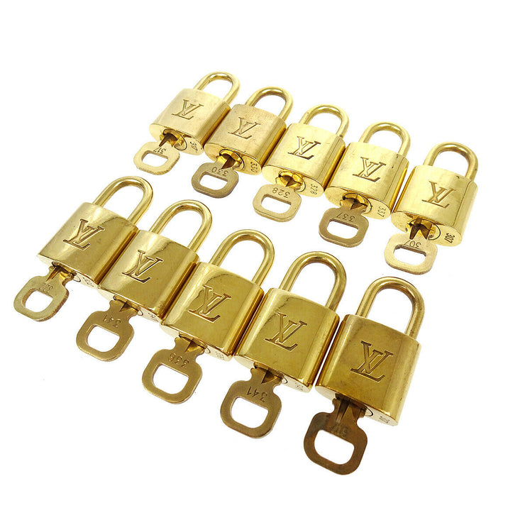 LOUIS VUITTON Padlock & Key Bag Accessories Charm 10 Piece Set Gold 39630