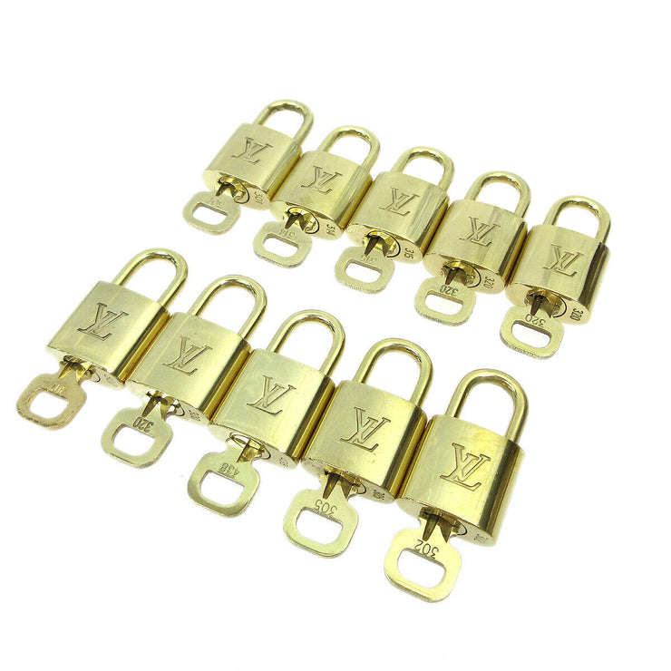 LOUIS VUITTON Padlock & Key Bag Accessories Charm 10 Piece Set Gold 81636