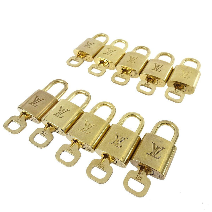LOUIS VUITTON Padlock & Key Bag Accessories Charm 10 Piece Set Gold 50835