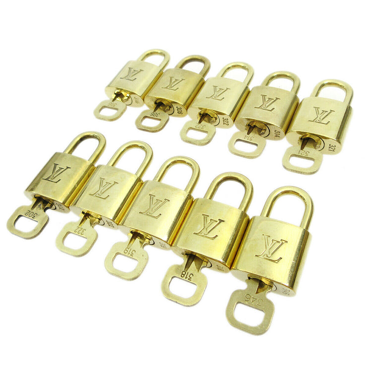 LOUIS VUITTON Padlock & Key Bag Accessories Charm 10 Piece Set Gold 61132