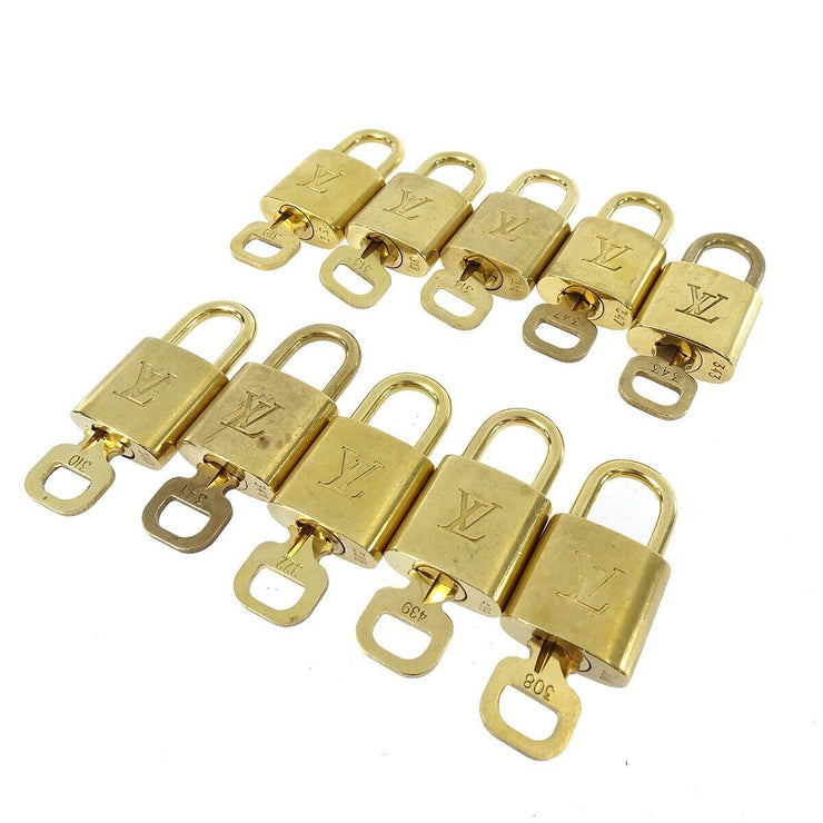 LOUIS VUITTON Padlock & Key Bag Accessories Charm 10 Piece Set Gold 50903