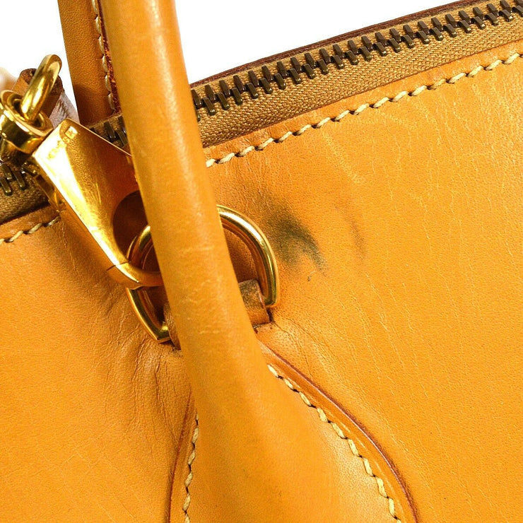 HERMES BOLIDE 35 Hand Bag 2way Gold Blue Denim Vache Leather 82969