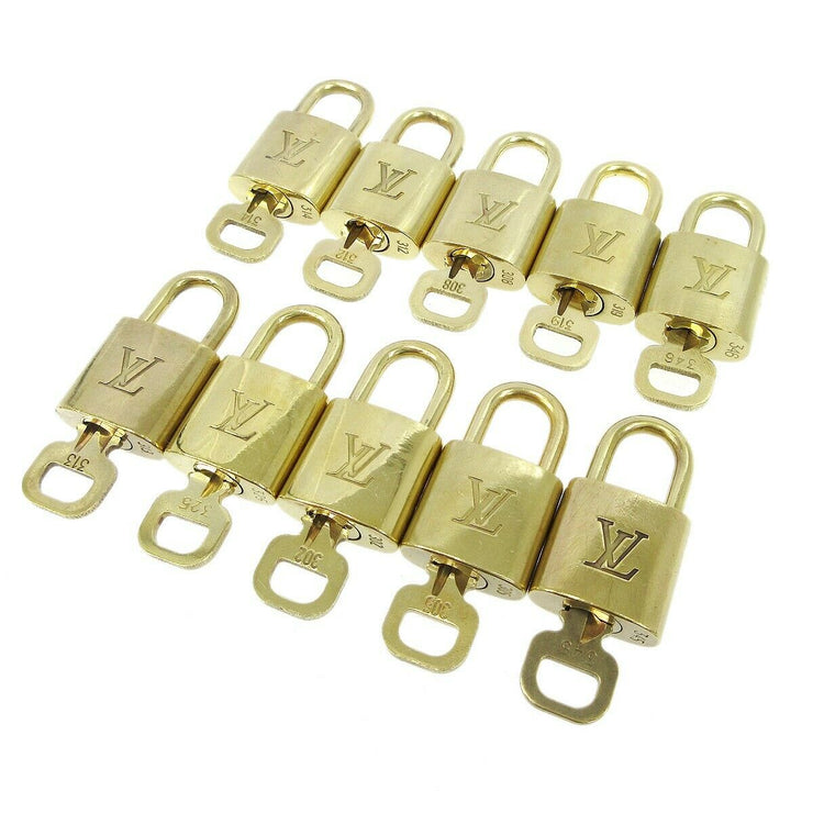LOUIS VUITTON Padlock & Key Bag Accessories Charm 10 Piece Set Gold 20110
