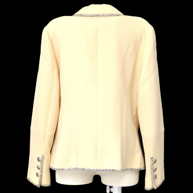 CHANEL Emblem Tailored Jacket Blazer Double Cream 05C #42 Wool  G03691d