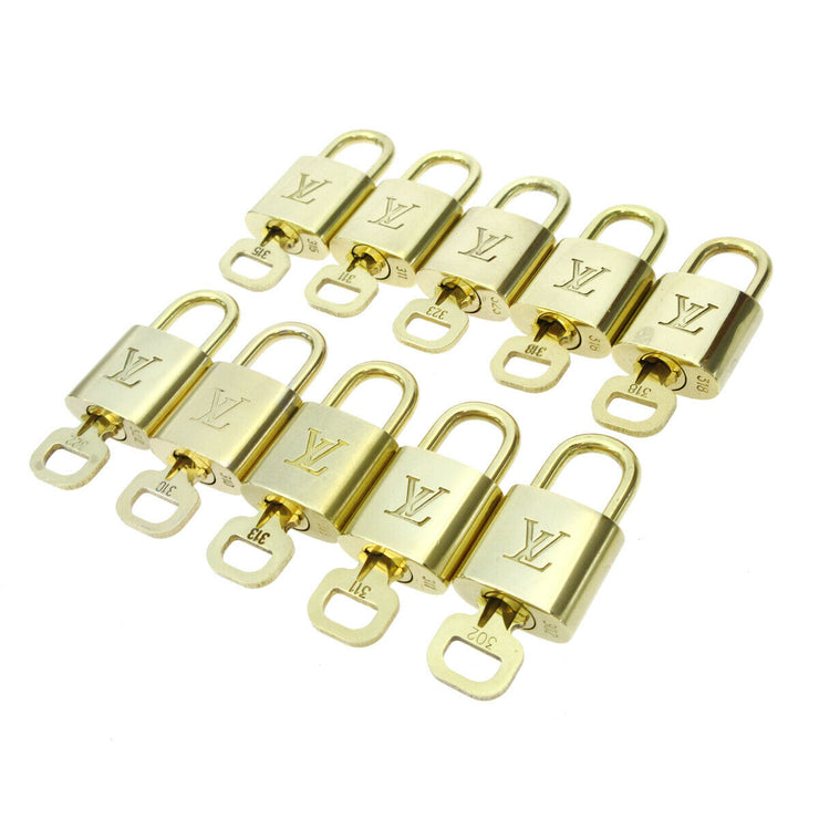 LOUIS VUITTON Padlock & Key Bag Accessories Charm 10 Piece Set Gold 72493