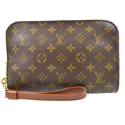 Authentic Louis Vuitton Monogram Orsay Clutch Bag Pouch Brown M51790 Used  F/S