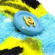 CHANELCC Button Flower Pattern Sleeveless Vest Jacket Light Blue Cotton 82936