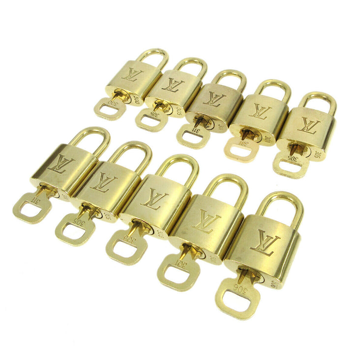 LOUIS VUITTON Padlock & Key Bag Accessories Charm 10 Piece Set Gold 60093
