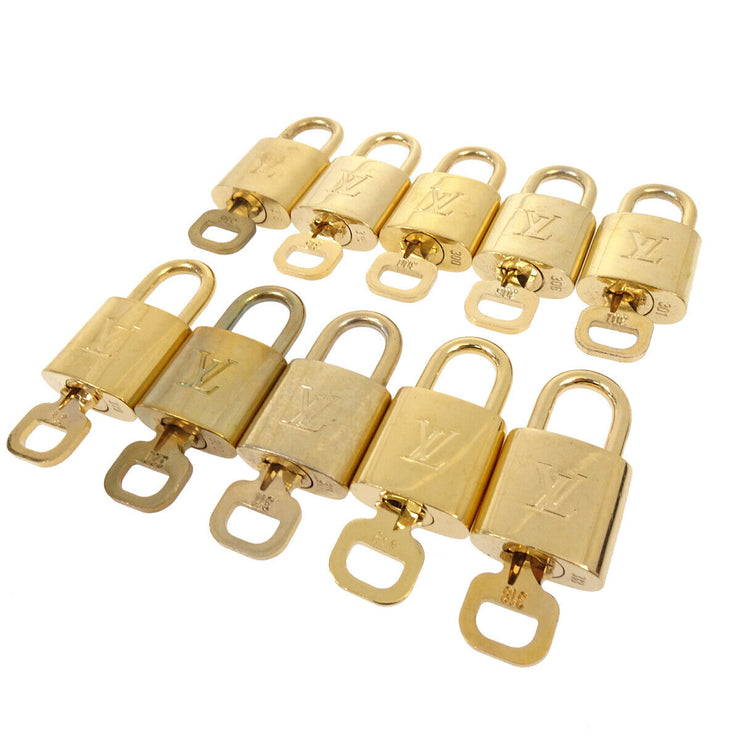 LOUIS VUITTON Padlock & Key Bag Accessories Charm 10 Piece Set Gold 80965