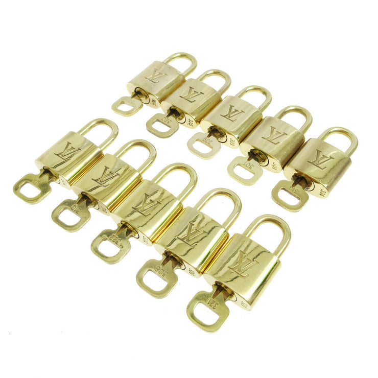 LOUIS VUITTON Padlock & Key Bag Accessories Charm 10 Piece Set Gold 37549