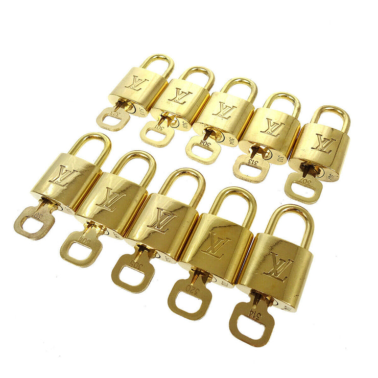 LOUIS VUITTON Padlock & Key Bag Accessories Charm 10 Piece Set Gold 39333