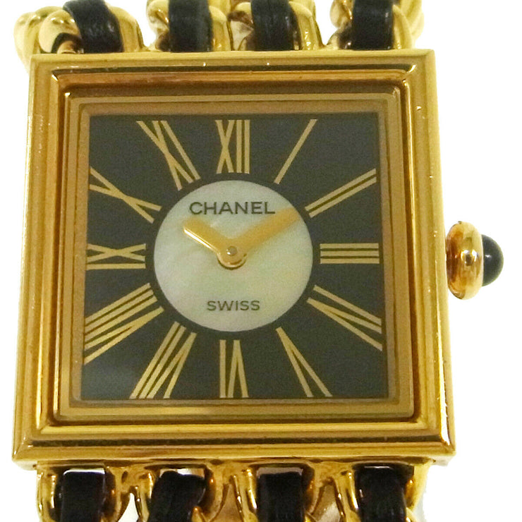 CHANEL CC Mademoiselle Watch Wristwatch Leather 18K Ladies Vintage AK31819e