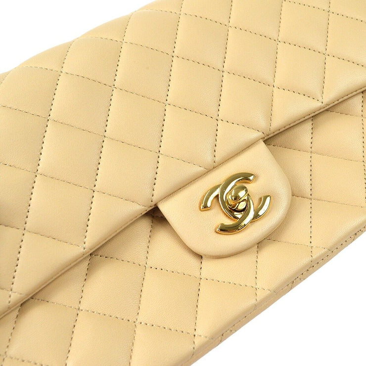 Chanel Classic Double Flap Medium Shoulder Bag Beige Lambskin 16892544 97707