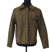 FENDI Vintage Leopard Pattern Long Sleeve Jacket Brown Black AK31821j