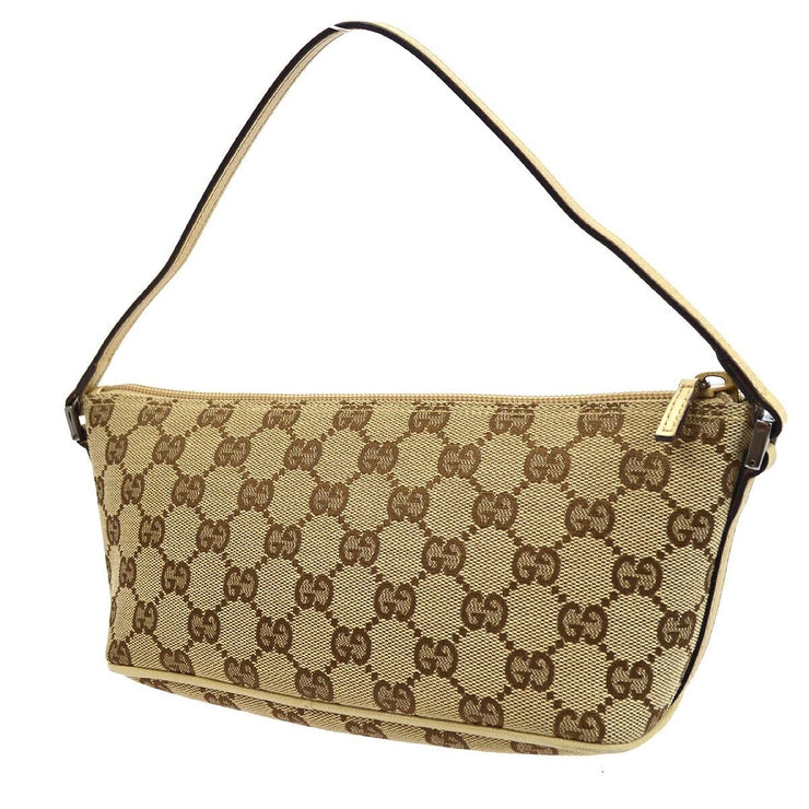GUCCI GG Pattern Mini Handbag Purse Beige Canvas Leather 07198 2123 24773