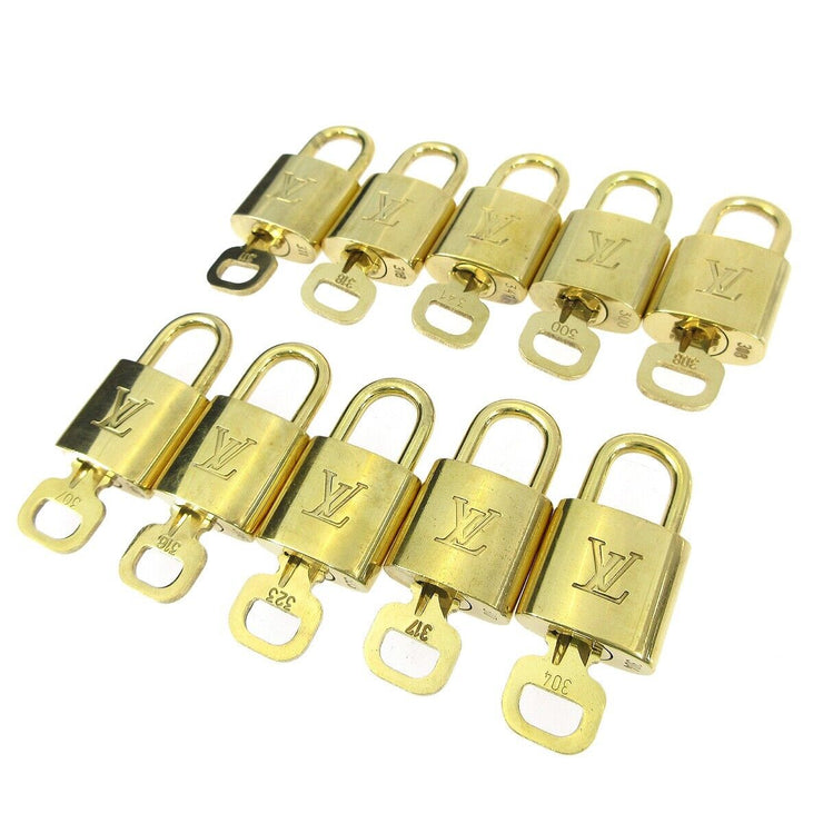 LOUIS VUITTON Padlock & Key Bag Accessories Charm 10 Piece Set Gold 51033