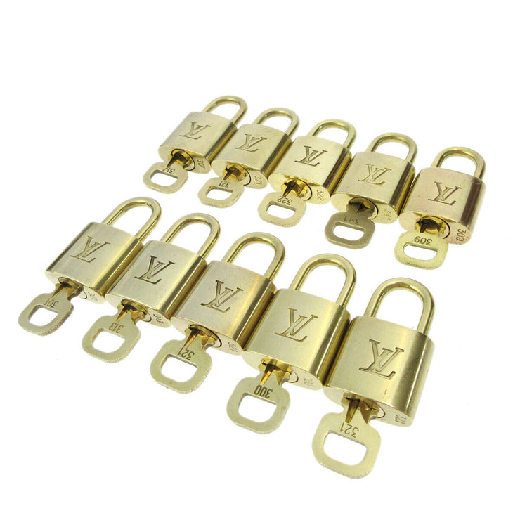 LOUIS VUITTON Padlock & Key Bag Accessories Charm 10 Piece Set Gold 71758