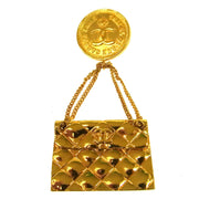 CHANEL Vintage Bag Motif Brooch Pin Corsage Gold-Tone AK26073d