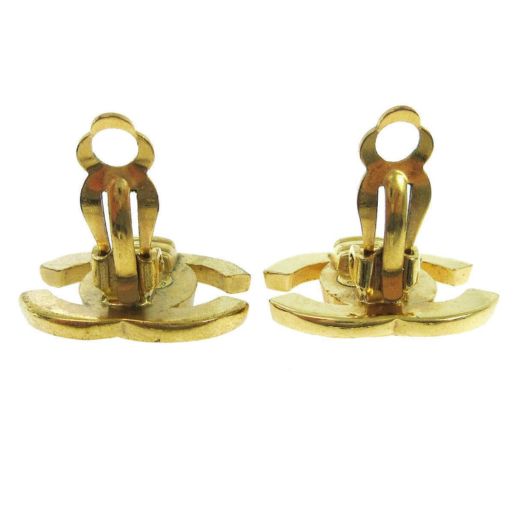CHANEL CC Logos Turnlock Motif Earrings Clip-On Gold-Tone 95A 03657