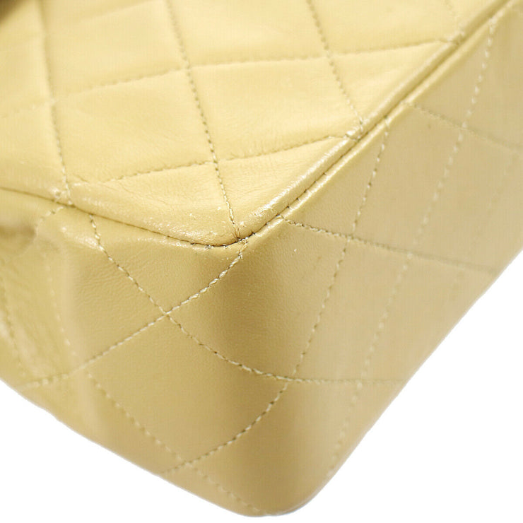 CHANEL Quilted Double Chain Small Shoulder Bag Beige Lambskin 72979
